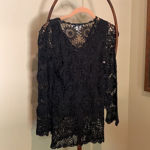 Black Crochet Sweater. With Black Camisole - Picture 6 of 6
